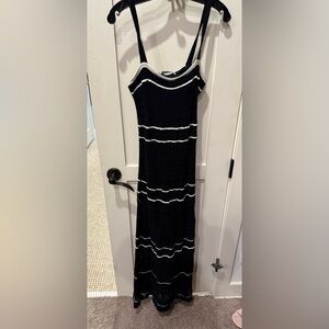 Abercrombie & Fitch Black and White Striped Knit Maxi Dress